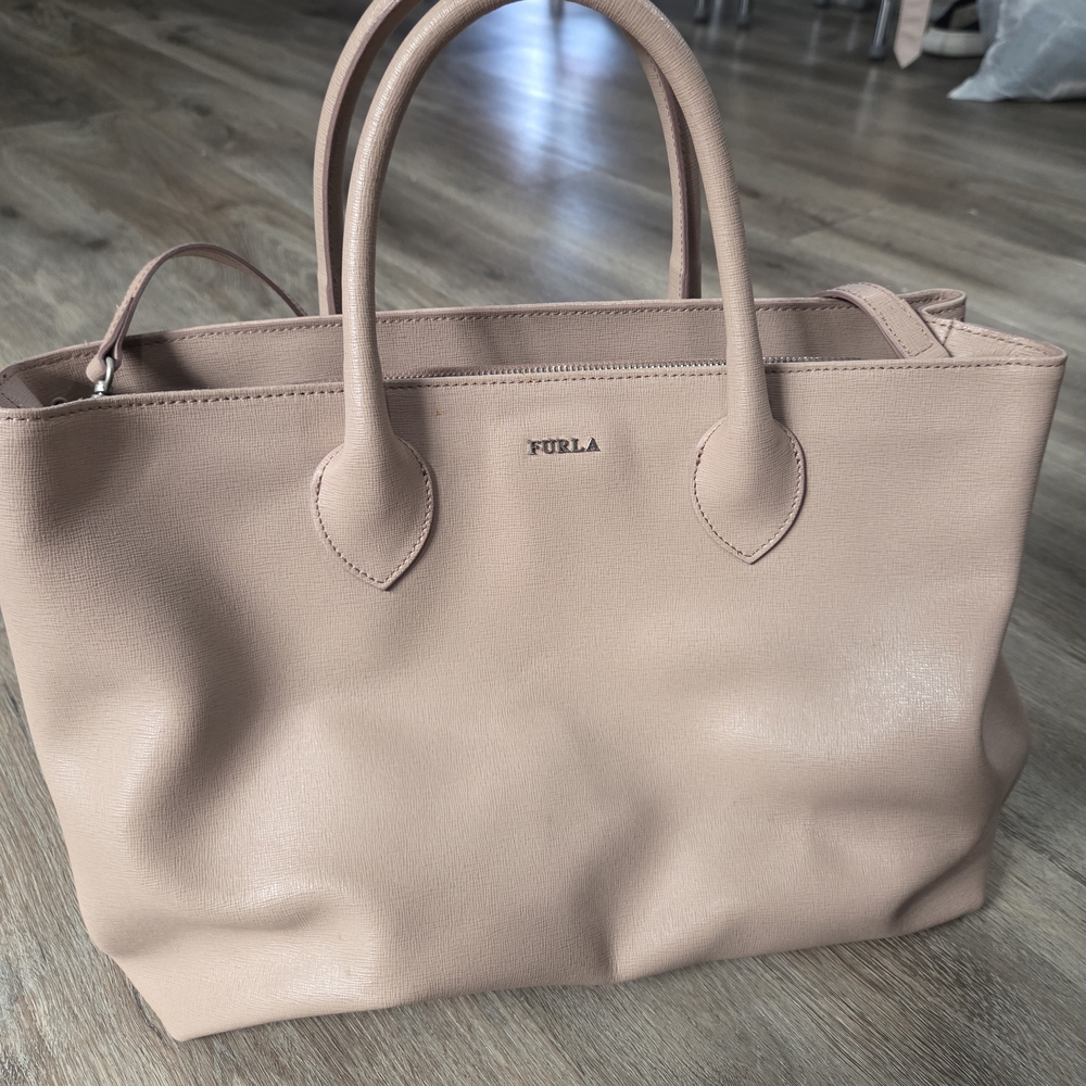 Furla Pink Leather Tote Bag